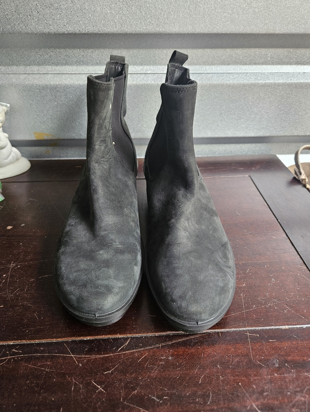 Ecco Skyler Chelsea Boots Black Ankle Booties Leather Wedge Size 39 EU 8-8.5 US